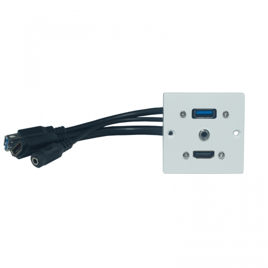 Uttagspanel HDMI + 3.5mm + USB i gruppen Installation / Uttagssystem / Lsa uttag Exxact hos Audiovision AB (SUP-WP-EU-006)