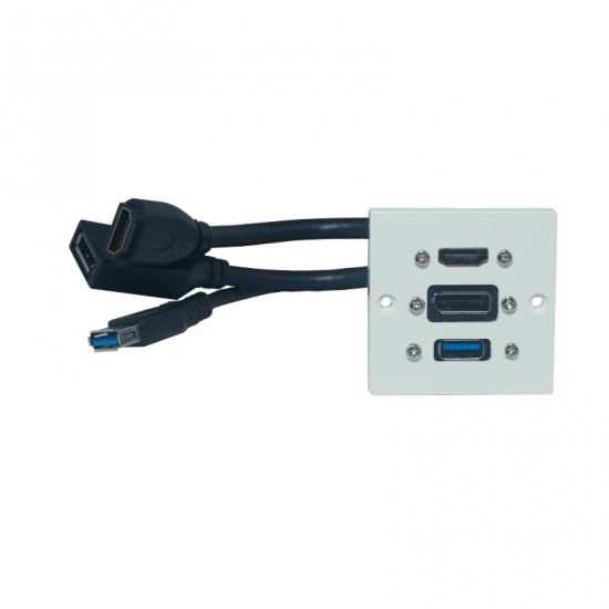 Uttagspanel HDMI + DisplayPort + USB i gruppen Installation / Uttagssystem / Lsa uttag Exxact hos Audiovision AB (SUP-WP-EU-014)