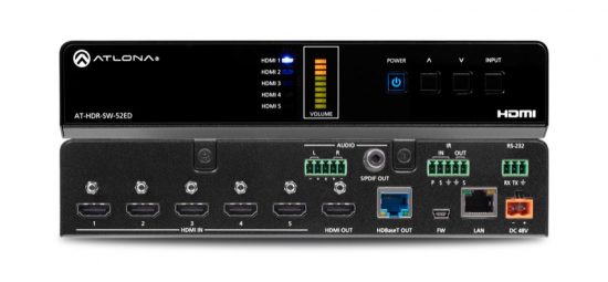 Switcher, 5x2, 4K/HDR HDMI 2.0b HDBaseT, 100m i gruppen AV-Teknik / Signalhantering / Bildvxlar hos Audiovision AB (AT-HDR-SW-52ED)
