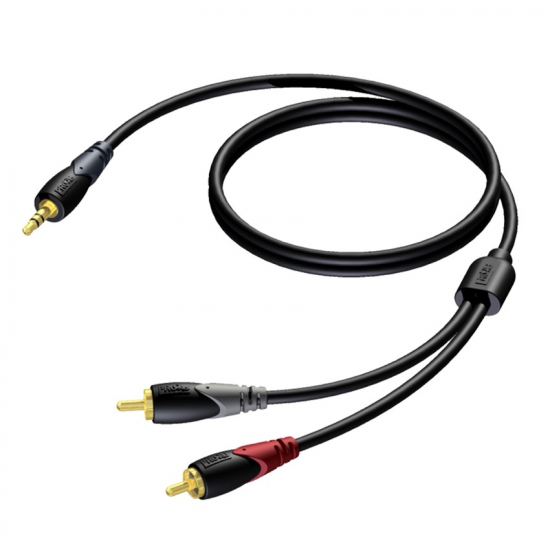 Stereo 3.5mm minitele till 2xRCA (hane-hane) i gruppen Installation / Kablage / Audio hos Audiovision AB (PRO-CLA711-5M)