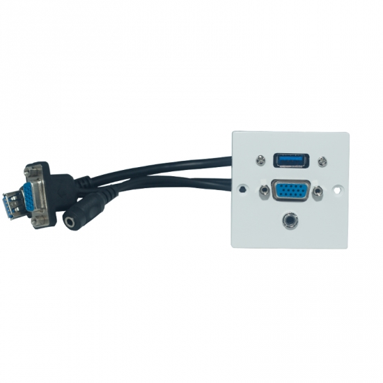 Uttagspanel VGA + 3.5mm + USB i gruppen Installation / Uttagssystem / Lsa uttag Exxact hos Audiovision AB (SUP-WP-EU-003)