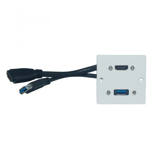 Uttagspanel HDMI + USB i gruppen Installation / Uttagssystem / Lsa uttag Exxact hos Audiovision AB (SUP-WP-EU-007)