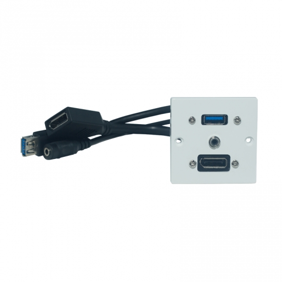 Uttagspanel DisplayPort + 3.5mm + USB i gruppen Installation / Uttagssystem / Lsa uttag Exxact hos Audiovision AB (SUP-WP-EU-010)