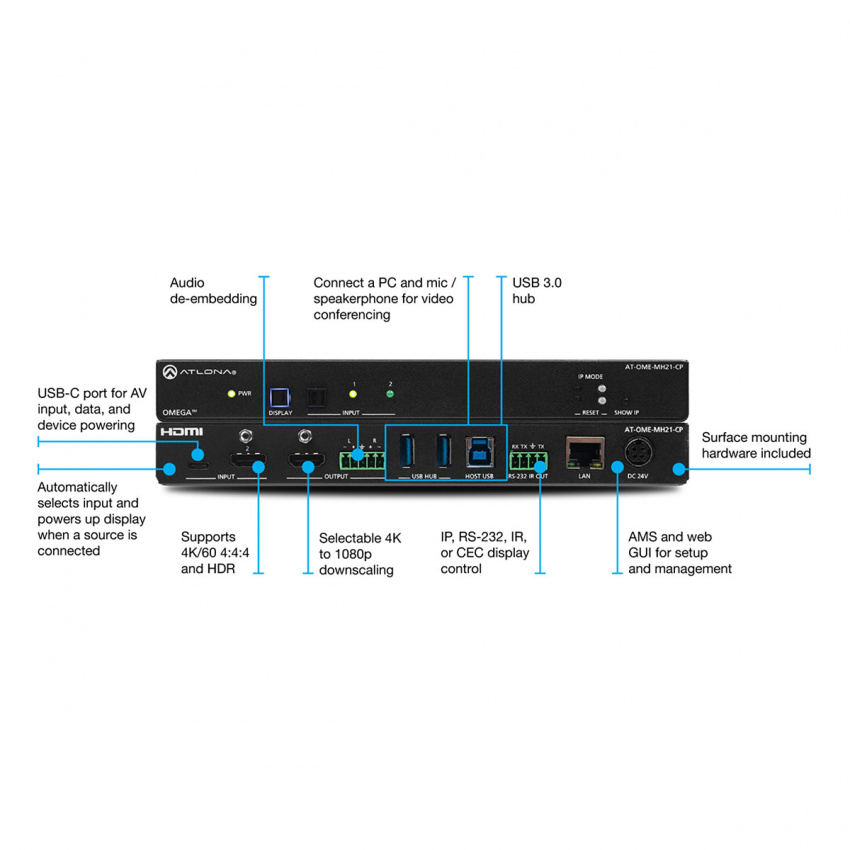 AV-Hub 2-1 V�xel HDMI, USB C & USB 3.0