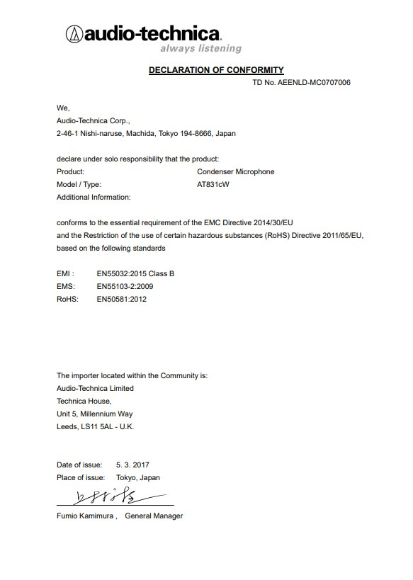 Mikrofoner - AT831CW