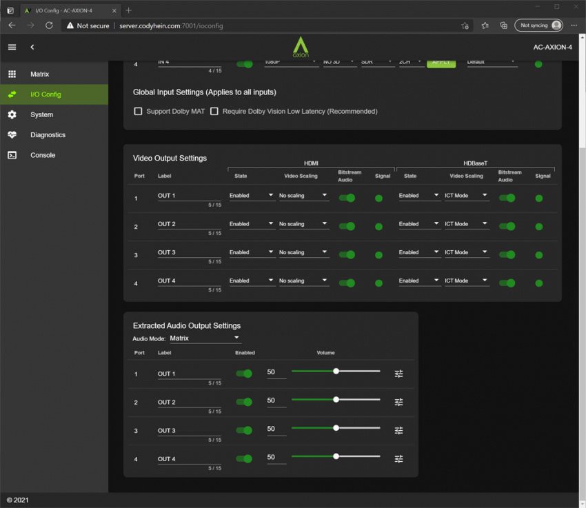 HDMI/HDBaseT Matrix 4x4:2