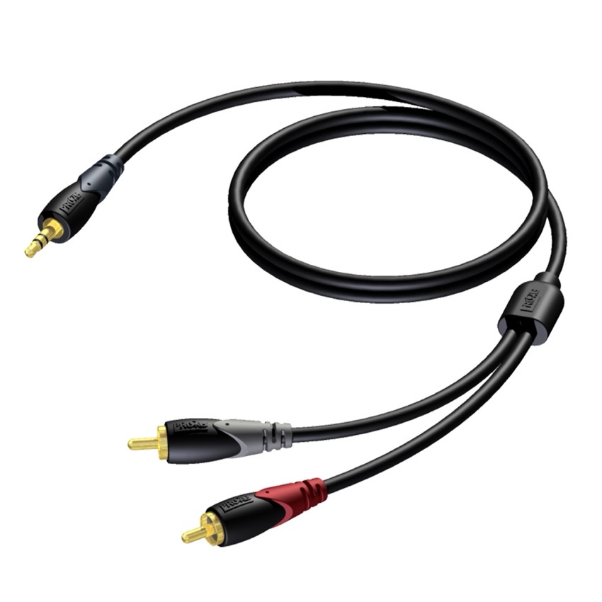 Stereo 3.5mm minitele till 2xRCA (hane-hane)